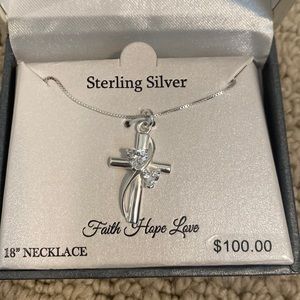 Sterling silver 18” necklace (faith, hope and love)